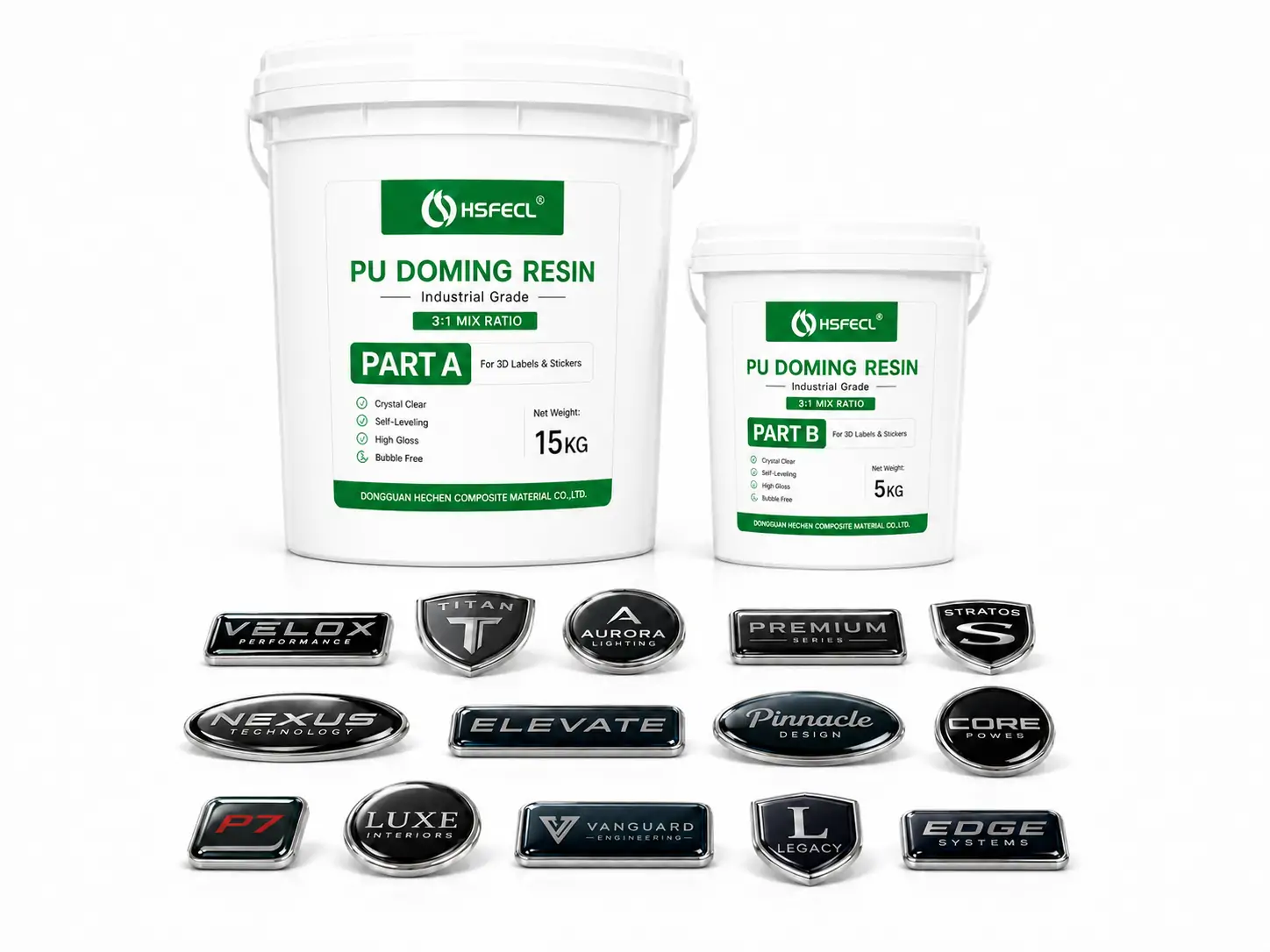 3:1 PU doming resin for balanced outdoor labels, stickers and signage